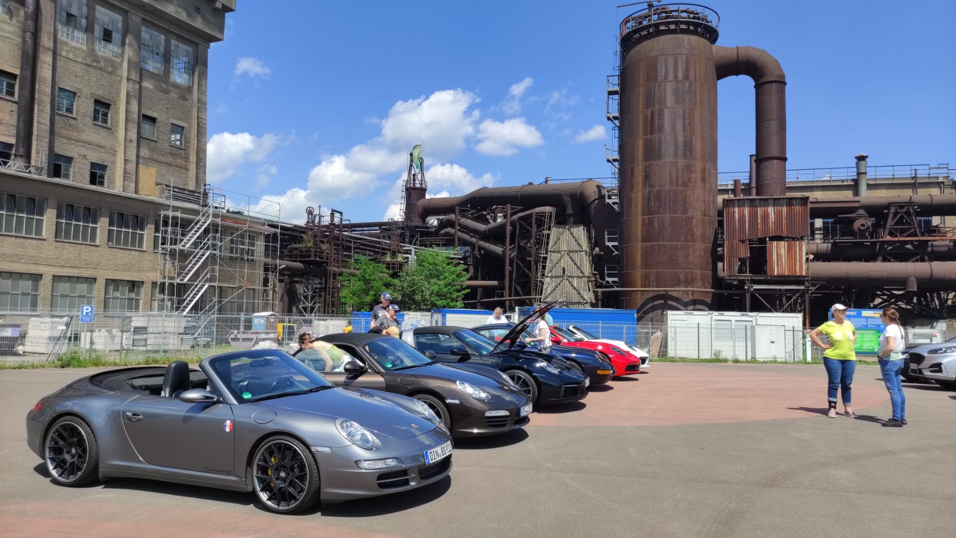 Porsches and people at a German industrial heritage site