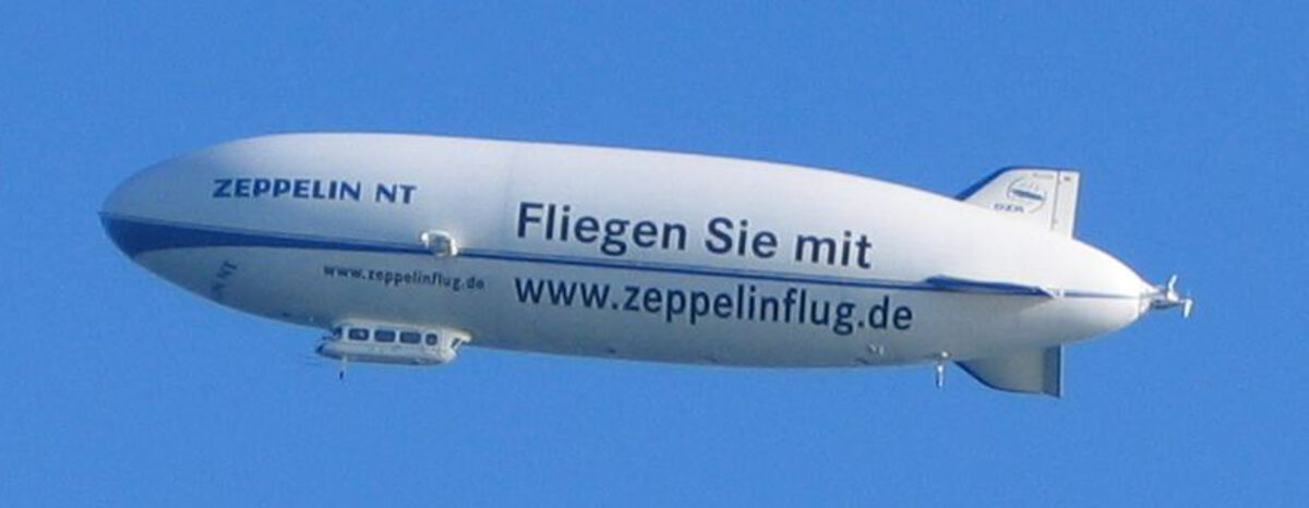 Zeppelin NT in flight over Lake Constance near Friedrichshafen